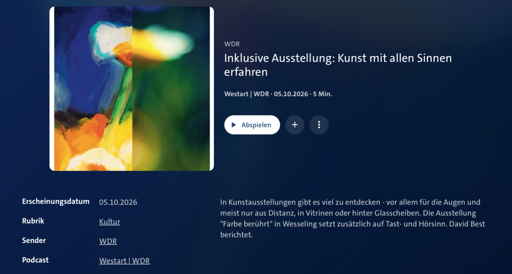 Westart | WDR über die Ausstellung Farbe berührt